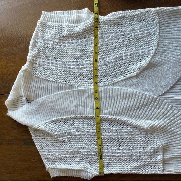 Faded Glory White Cardigan Sweater with Textured Knit Size Large - Picture 4 of 9